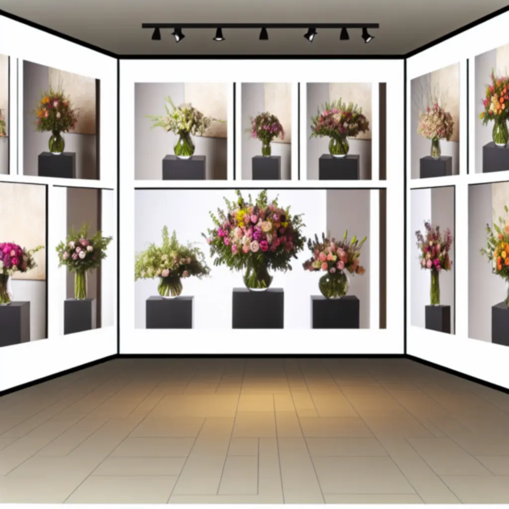 Válogatott virágcsokrok inspirációs bemutatója egy elegáns, pasztell környezetben